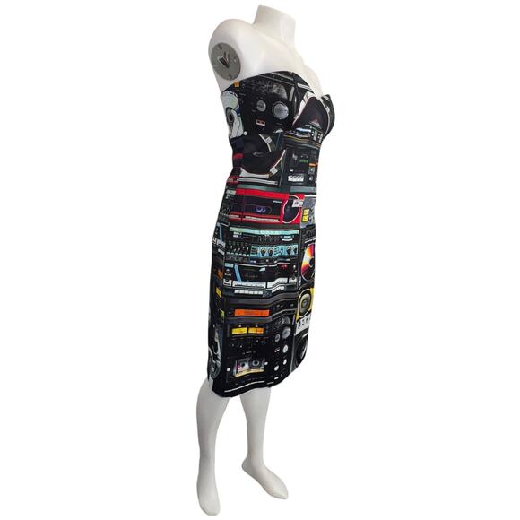 New NWT Moschino Couture Graphic Stereo Strapless Dress Sz 8 - Picture 4 of 16